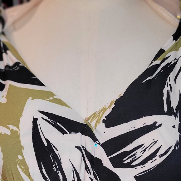 Vintage Nine West Long Dress Olive Green and Black Size 6 - Picture 6 of 9